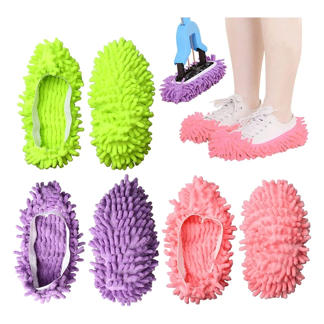 Pengxiaomei Microfiber Mop Slippers - 3 Pairs, Multifunctional Cleaning Shoes