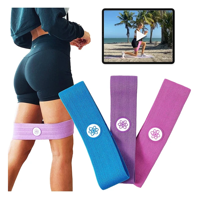 Kit de bandas elásticas para glúteos y cadera - 3 niveles de resistencia - Incluye bolso y guía de ejercicios