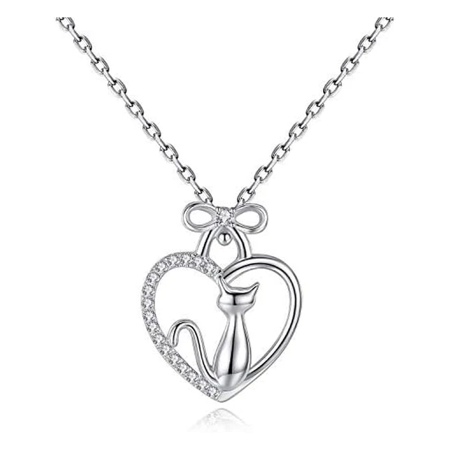 Collier argent chat mignon femme 925 zircon cadeau parfait