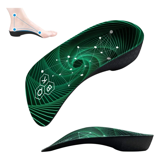 Semelles Gel QBK pour pieds plats et douleurs - Soutien voute plantaire, antidérapantes, dispersion pression