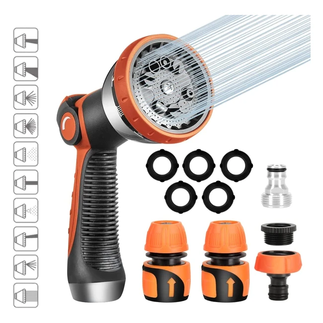 Pistolet d'arrosage jardin 10 modes haute pression - économie d'eau et facile à utiliser