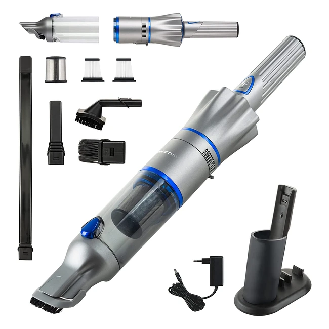Genius Invictus One 20 Handstaubsauger, kabellos, 12-teilig, blau, 13000pa, 2x HEPA-Filter, Lithium-Ionen-Akku, zusätzliches Bürsten-Set
