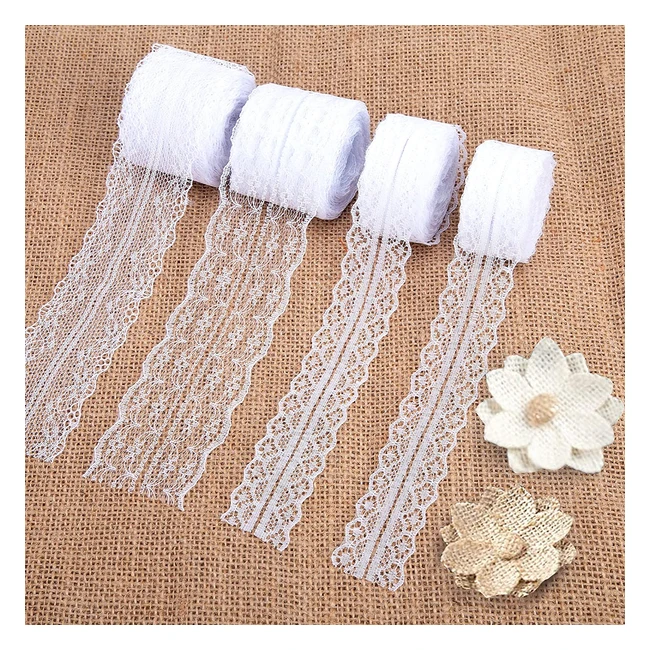 Vintage Spitzenband mit 40m Lnge und 4 Rollen - Hochwertiges DIY Handwerksmate