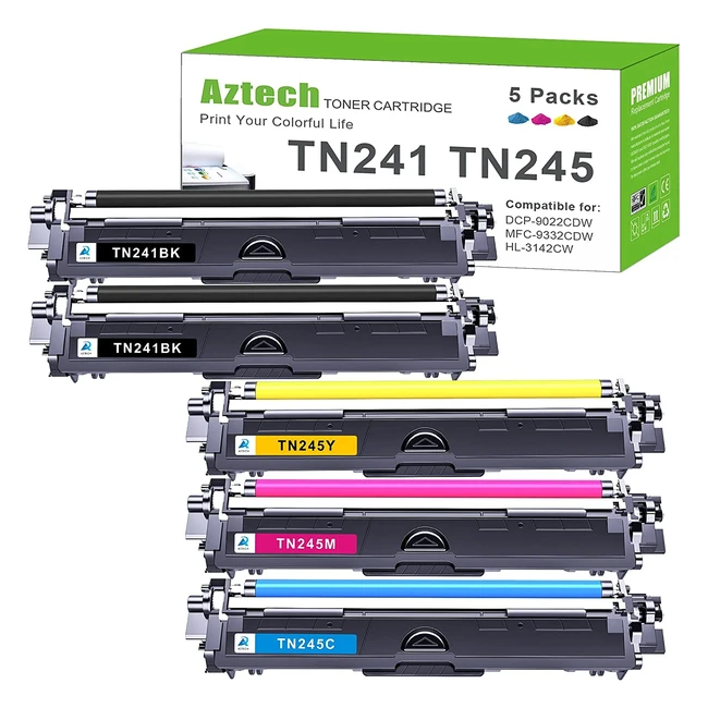 Aztech TN241 Toner Compatibile per Brother TN245 HL3140CW MFC9140CDN DCP9020CDW - 5 Pack