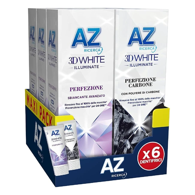 Dentifricio 3D White Perfezione Carbone - Azione Sbiancante Professionale - Formato Maxi 3x50ml