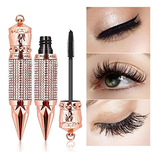 Thicker & Longer 4D Silk Fiber Lash Mascara - Waterproof, Smudgeproof, Voluminous, No Clumping, No Smudging - Effortlessly Adds Length, Depth, and Glamour - Black