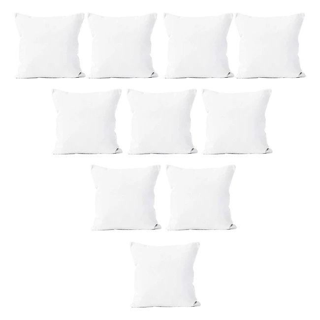 Encasa Homes White Pillow Covers - 16x16 Inch, 10 Pack, Sublimation Blank, Soft Polyester Twill, DIY Printing