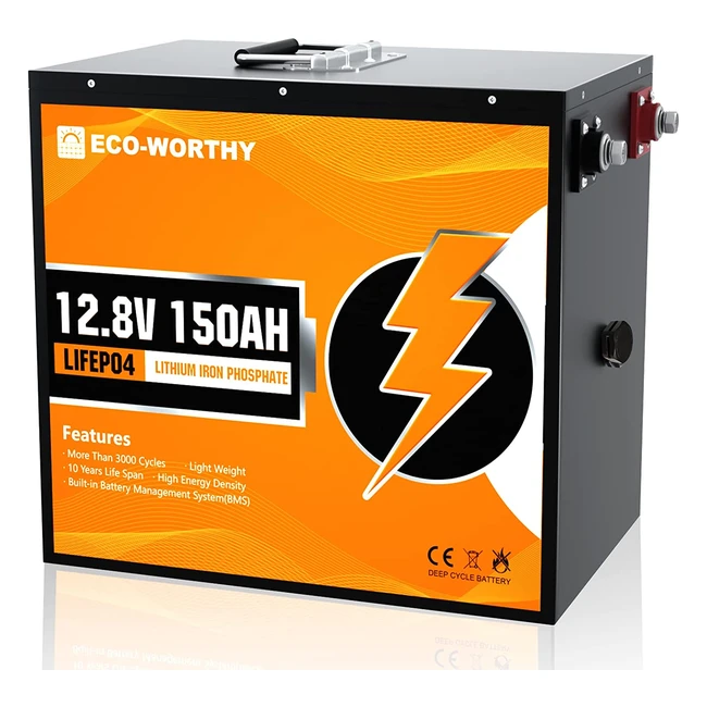 ECOWORTHY 128V 150Ah LiFePO4 Battery - 3000 Deep Cycles & BMS Protection for Marine, Solar, Motorhome, Household & Industrial Use