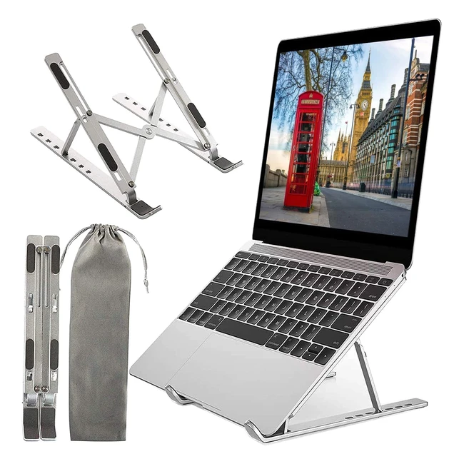 Adjustable Laptop Stand Riser for Desk - Extra Strong, Portable, and Lightweight - Reduce Pain and Strain - Compatible with MacBook, Dell, and More