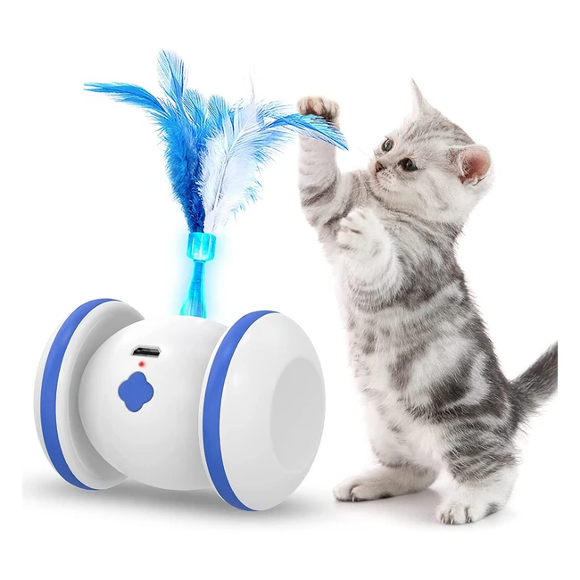 Gioco Gatto Interattivo Lieypet - Giocattolo per Gatti con 4 Piume USB Ricaricab