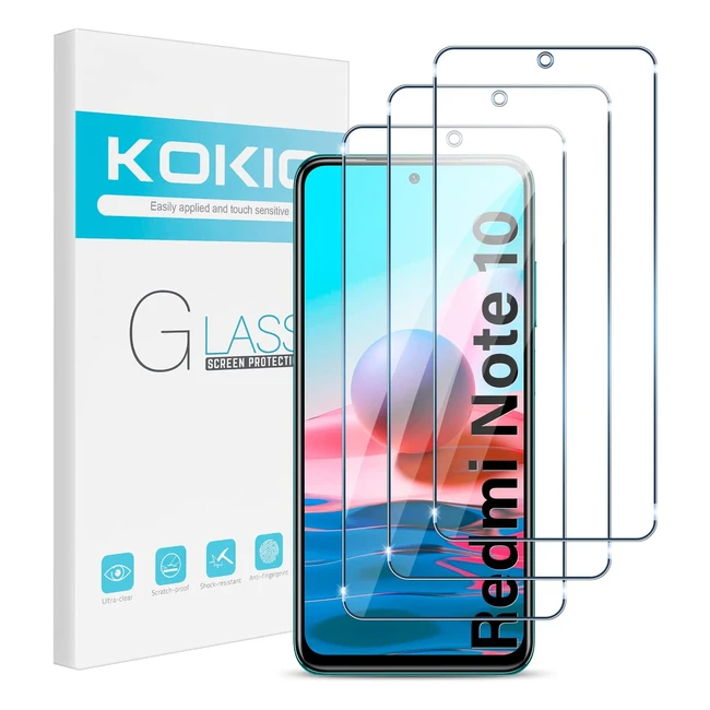 Kokio Panzer Schutzglas für Xiaomi Redmi Note 10/Note 10S - 3 Stück, Anti-Kratzer, 9H UltraHD Full Screen Schutzfolie