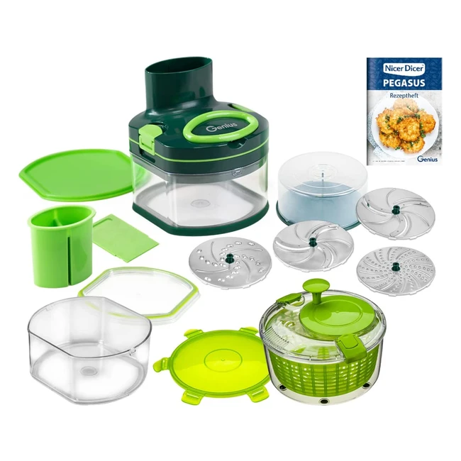 Genius Nicer Dicer Pegasus Deluxe Set - 20-teilig Handzug-Deckel mheloser Ge