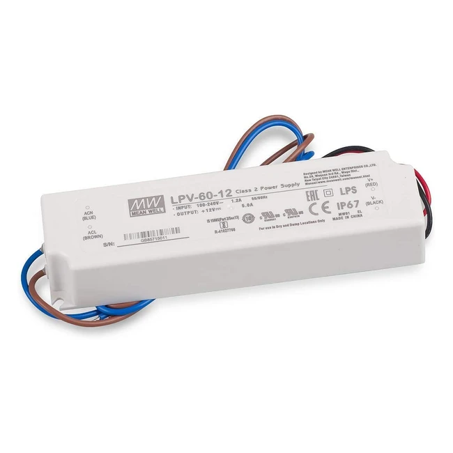 Bloc d'alimentation transformateur Mean Well LPV6012 beige - 60W IP67