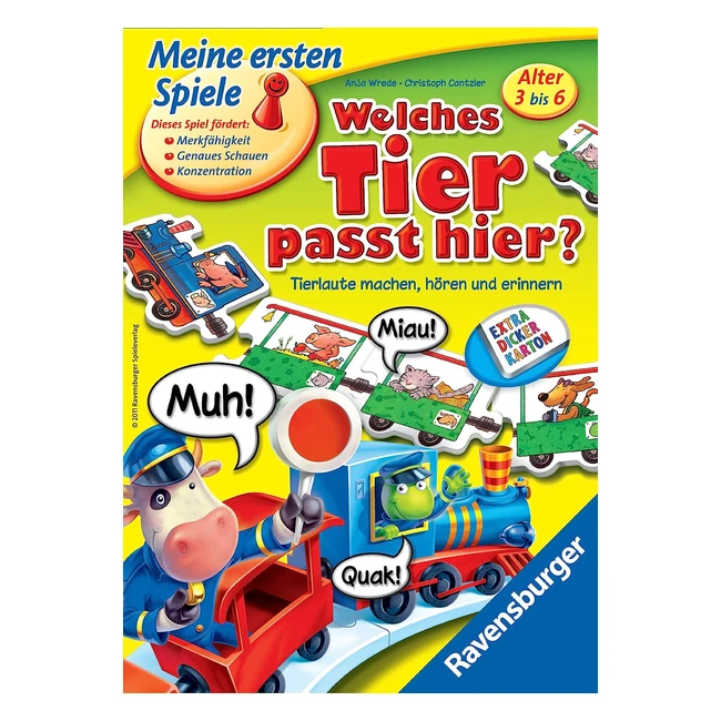 Ravensburger 21423 Welches Tier passt hier? - Merk- und Suchspiel für Kinder ab 3 Jahren