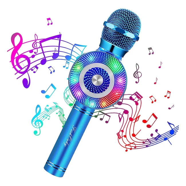 Microfono Karaoke Wireless Fishoaky - Cambia Voce, Luci LED, Portatile - Compatibile con Android/iOS - Regali per Bambini e Ragazzi