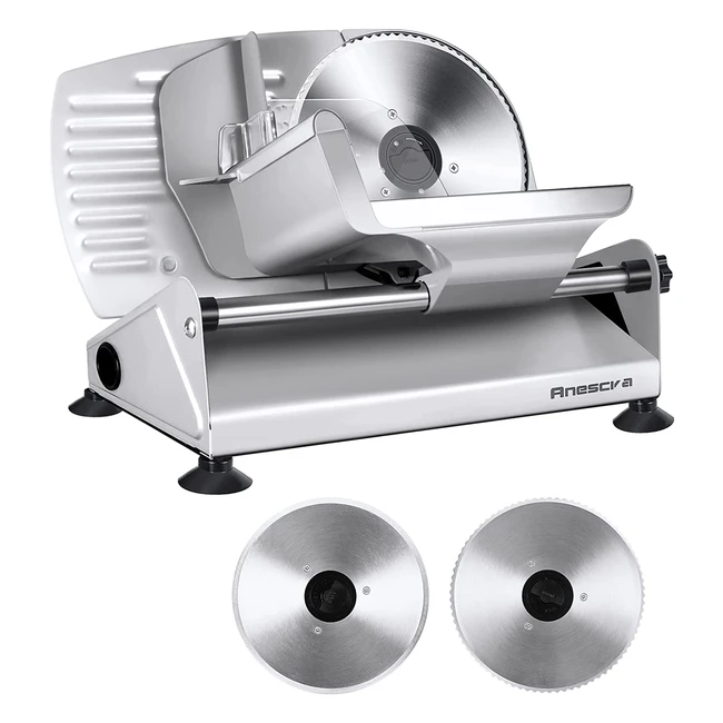 Anescra Electric Meat Slicer - 200W Deli Food Machine with 2 Removable 75 Stai