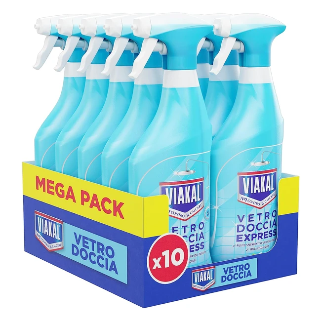 Viakal Anticalcare Spray Doccia 10x500ml - Rimozione Calcare al 100% - Pulizia Brillante e Duratura