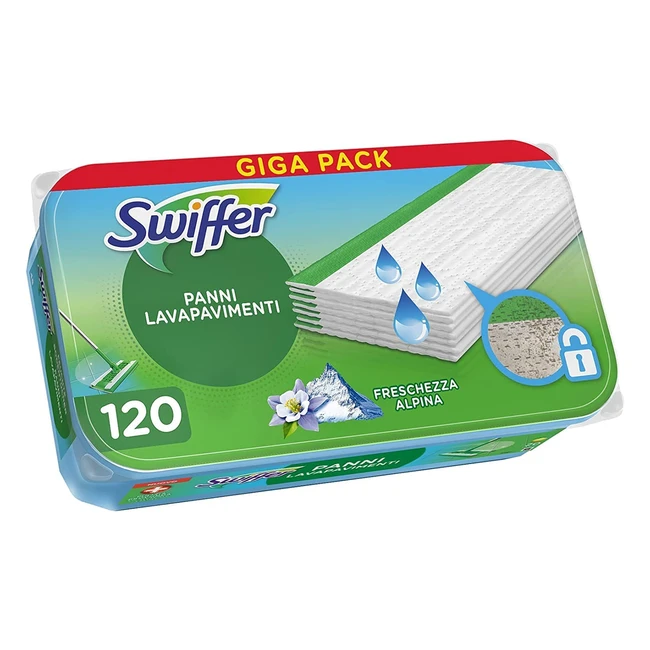 Swiffer Lavapavimenti 120 Panni Umidificati - Pulizia Igienica Profonda e Freschezza Mattutina