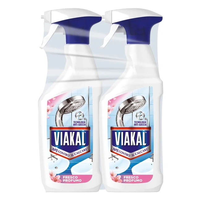 Viakal Anticalcare Spray Bagno Fresco Profumo - Tecnologia Antigoccia - 670 ml x 2