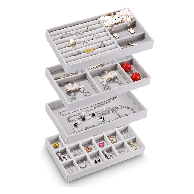 Organizzatore Gioielli Espositore per Collane Anelli Orecchini - Vassoio Porta Gioielli Impilabile - Ref. 824709