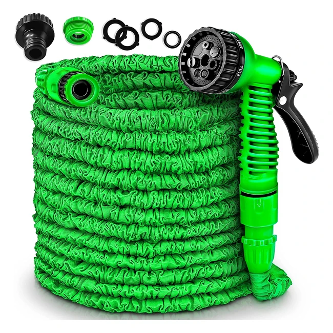 Tresko Flexibler Gartenschlauch - Dehnbarer Wasserschlauch mit Adaptern für Gardena und Karcher