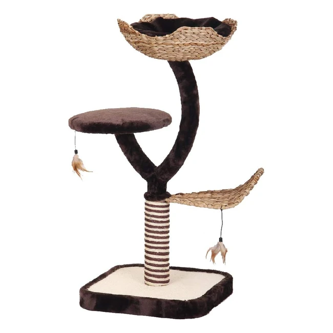 Griffoir pour chats adulte avec poteau, canapé et accessoires - Croci Natural Magnolia