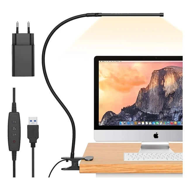 Lámpara LED de lectura con clip Izell, 77 LED, 3 modos de color y 10 niveles de brillo, cuello de cisne regulable de 70cm