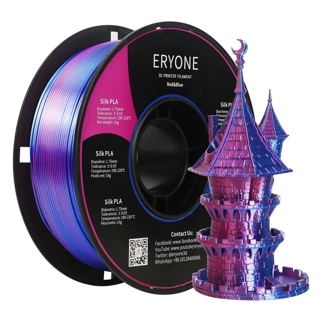 Filamento PLA Dual Color Silk de Eryone 1.75mm - Rojo y Azul - 1kg