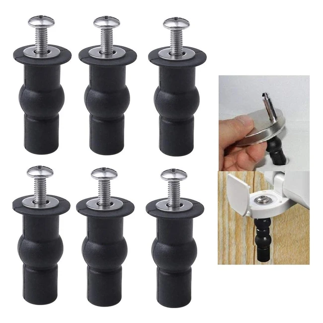 Nuoshen 6 Pack Toilet Seat Screws - Rubber & Metal Fixings for Back to Wall or Wall Hung Pans