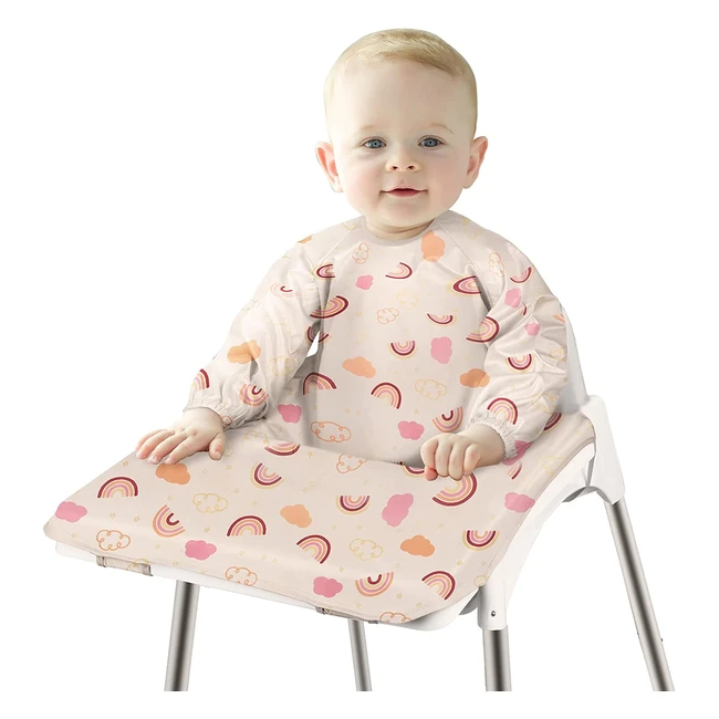 Vicloon Baby Bibs with Sleeves - Waterproof Long Sleeve Bib for Infant Toddler -