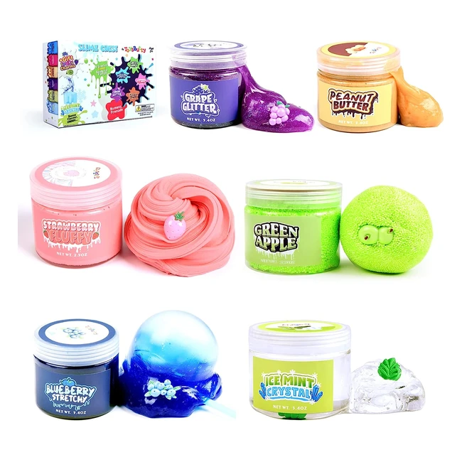 ToysButty Slime Kit - 6 Scented Non-Sticky Slimes with Charms and Mix-Ins