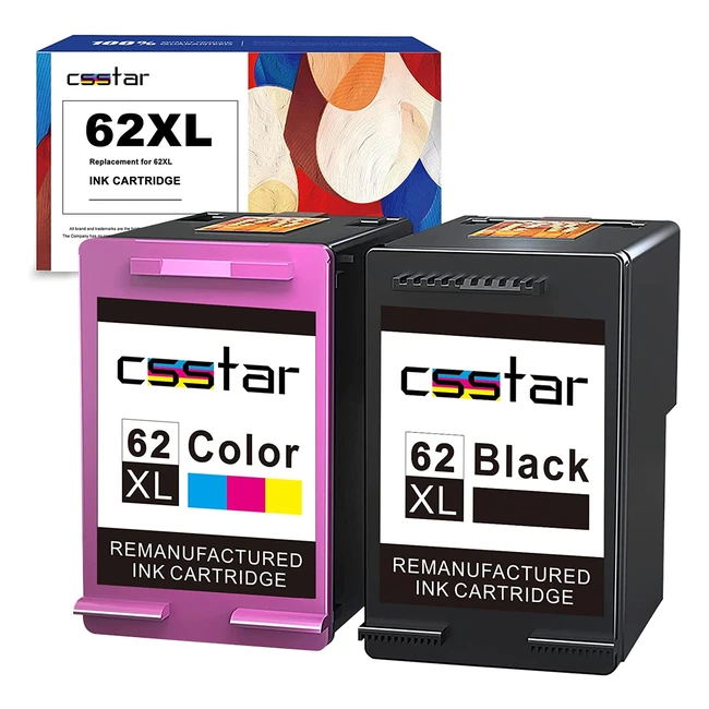 CSSTAR Remanufactured 62XL Ink Cartridge for Envy & OfficeJet Printers - High Yield & Quality