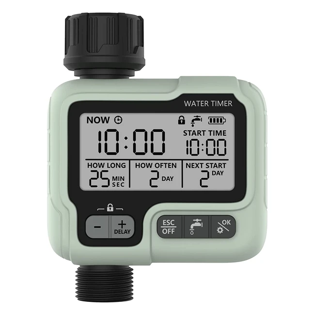 Programmateur arrosage Kazeila - Minuterie irrigation IPX5 étanche - Arroseur automatique manuel - Grand écran LCD - Facile installation pour jardin, balcon, parterre et ferme