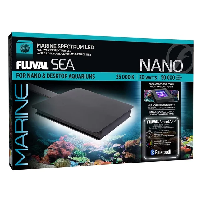 Fluval Nano Marine LED 20W pour aquariums - Contrôle Bluetooth, programmation 24h et étanchéité IP67