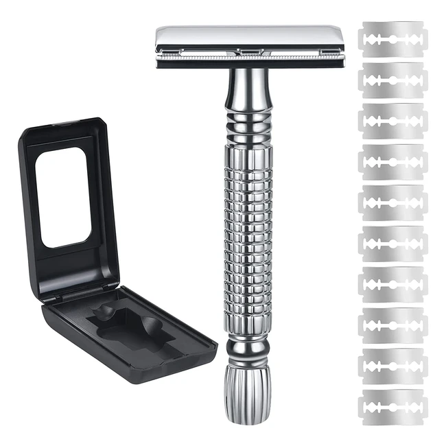 Uraqt Maquinilla de Afeitar Clásica con 10 Cuchillas de Recambio - Afeitadora Manual para Hombres y Mujeres