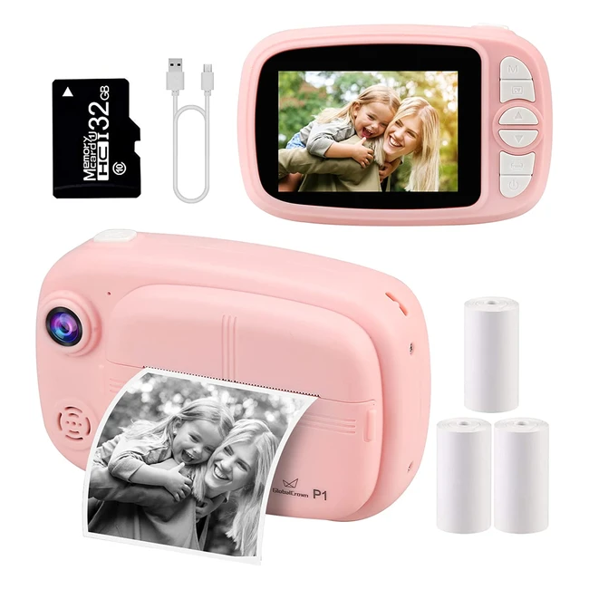 GlobalCrown Fotocamera Istantanea per Bambini con Schermo da 35 Pollici 4 Roto