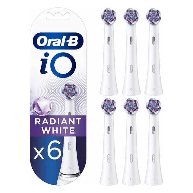 Oral-B IO Testine di Ricambio Radiant White - Confezione da 6 - Denti Più Bianchi in 1 Giorno