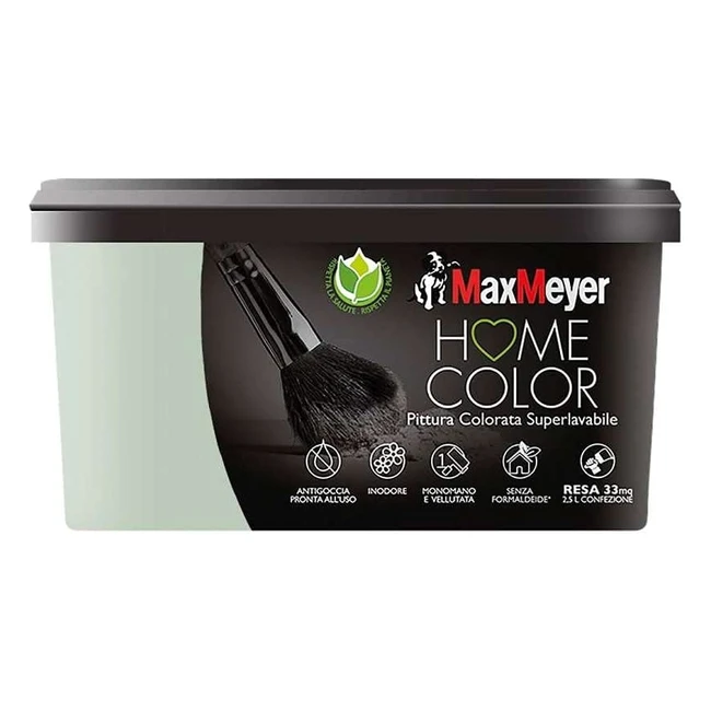 MaxMeyer Pittura Colorata Superlavabile Home Color Salvia 25L - Elevata copertura e resa al metro quadro