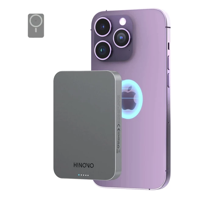 Hinovo Magsafe Power Bank 10000mAh - Ultra Compact Magnet Wireless Charger for iPhone - 20W PD Fast Charging Power Bank with LED Indicator