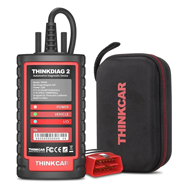 Thinkcar OBD2 Escáner Bluetooth 5.0 Thinkdiag 2 - Diagnóstico Coche Multimarca con 16 Funciones de Reset OBD2, Prueba Activa, Autovin y Codificación ECU