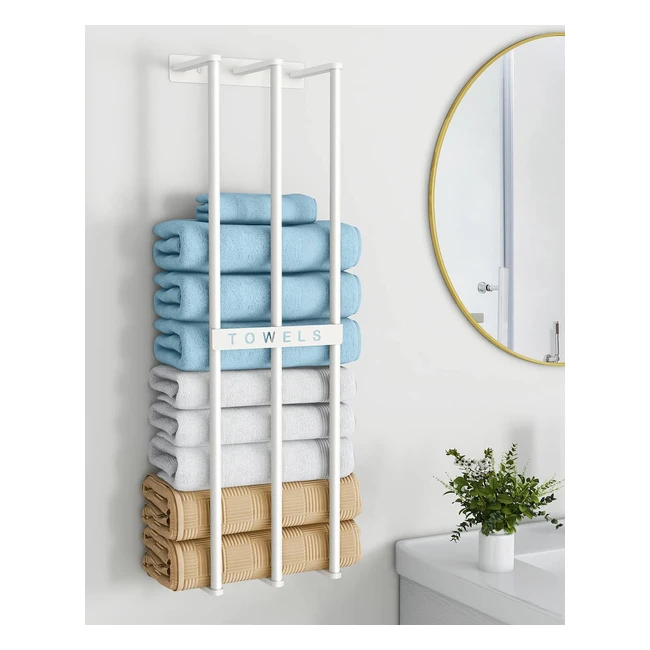 Wall Mounted Towel Rack for Bathroom - Holds 6 Large Bath Sheets - 3 Bar Design 