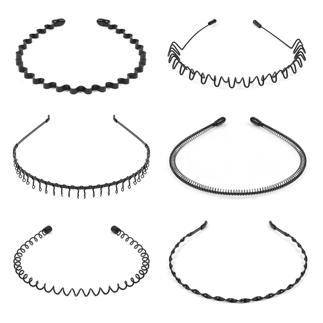 Diademas de Metal Ondulado URAQT - 6 Piezas Antideslizantes para Deportes - Unis