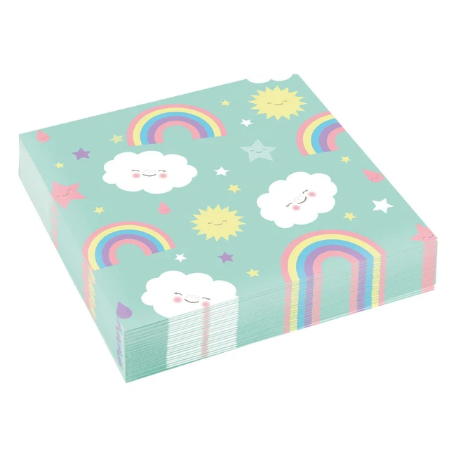 Servilletas Rainbow and Cloud Amscan - Diseño de Nubes y Arcoiris - 20 Unidades
