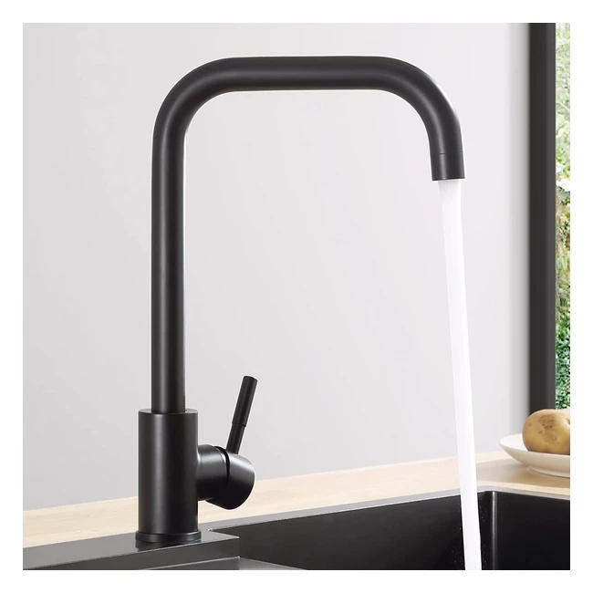 Robinet cuisine noir en acier inoxydable CECIPA - Pivotant 360° - Mitigeur chaud/froid - Haute qualité