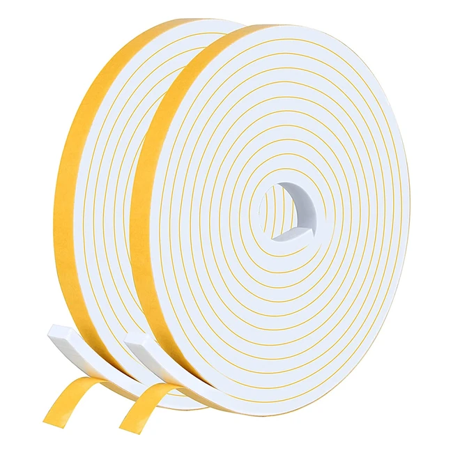 Yimiki Strong Adhesive Weather Stripping - 12mm x 6mm - Draft Excluder for Doors & Windows - Total 8m