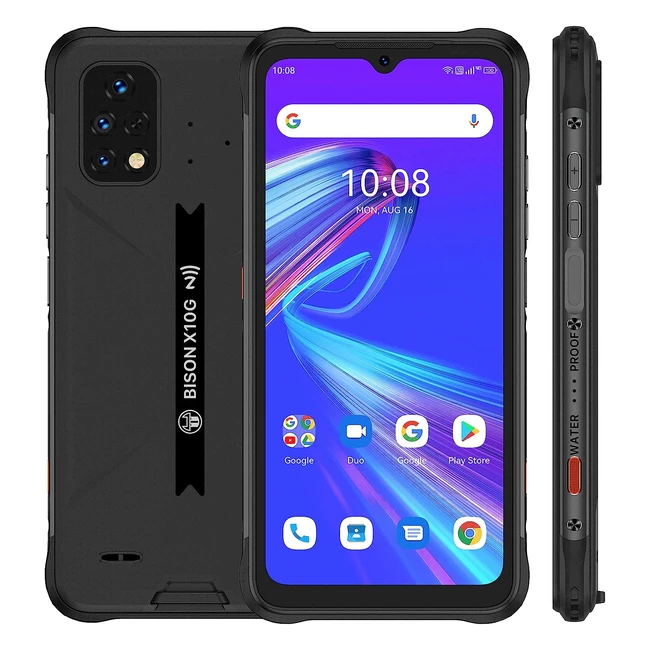UMIDIGI Bison X10G Rugged Phone - 6150mAh Battery, Android 11, 4GB+64GB, 256GB Expand, IP68/IP69K Waterproof, 16MP Triple Camera, NFC