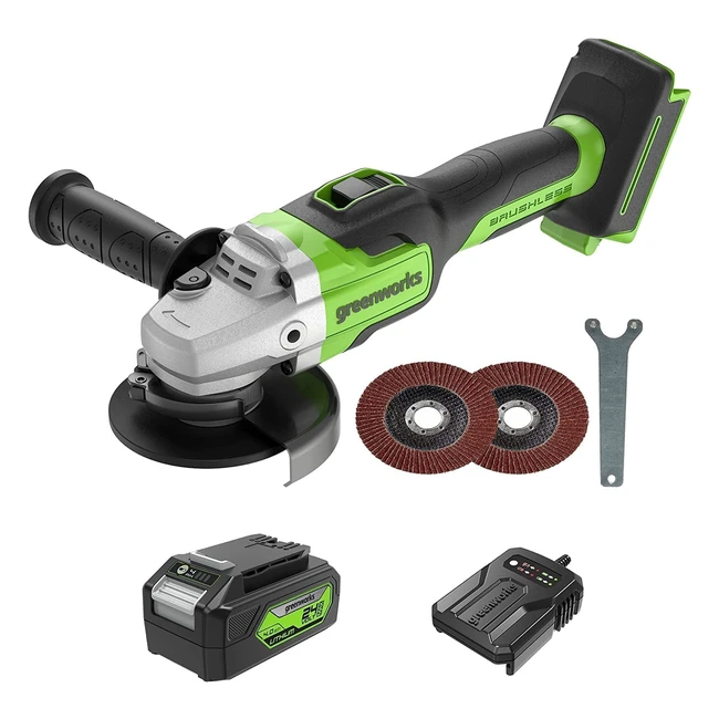 Greenworks GD24AGK4 Akku-Winkelschleifer 125mm, 10500rpm, 24V 4Ah, Ladegerät, 3 Jahre Garantie