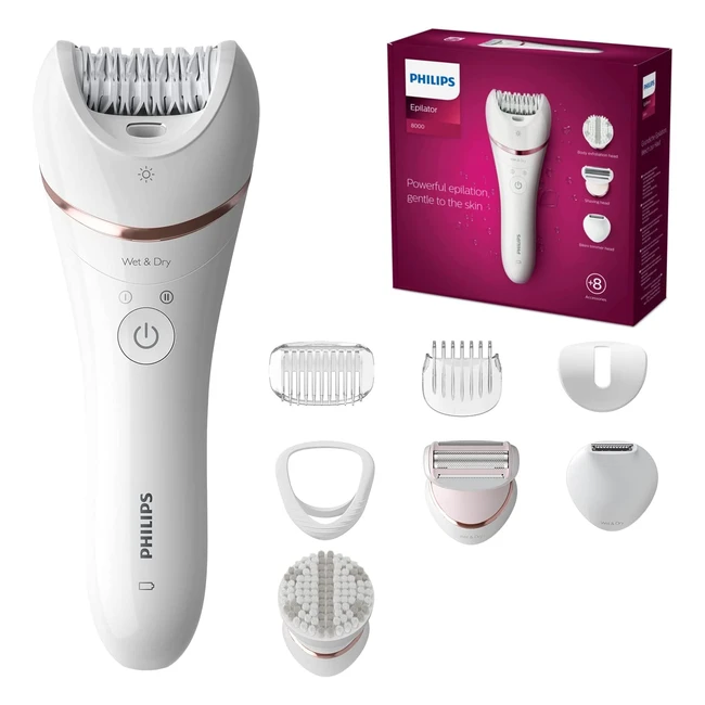 Philips Epilierer Series 8000 - Kabellos, Nass- und Trockenfunktion, inkl. 8 Aufsätze