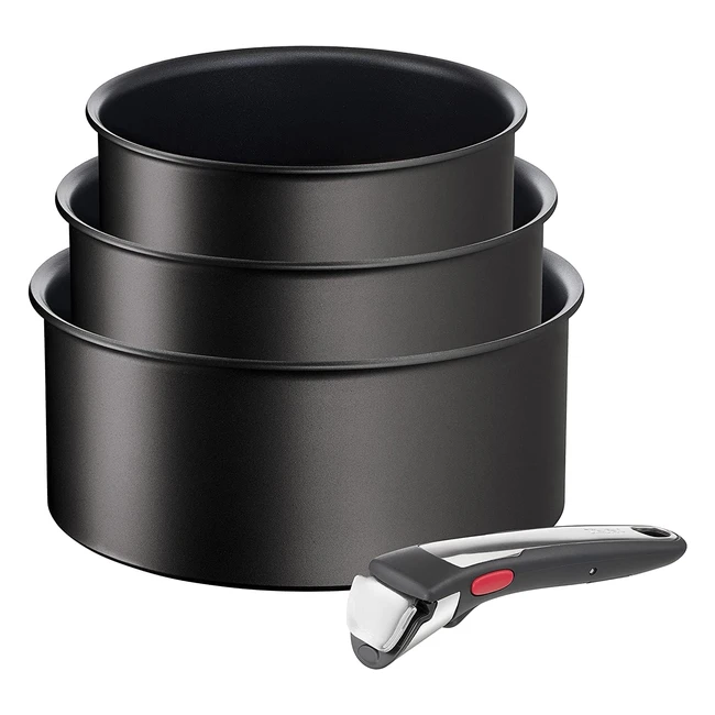 Set de 3 cazos Tefal Ingenio Unlimited On con mango extraíble y sartenes antiadherentes de titanio