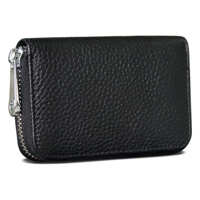 RFID Blocking Genuine Leather Credit Card Wallet - Compact Slim Design - Ideal G